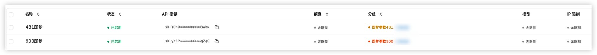 查看已创建的 API 密钥